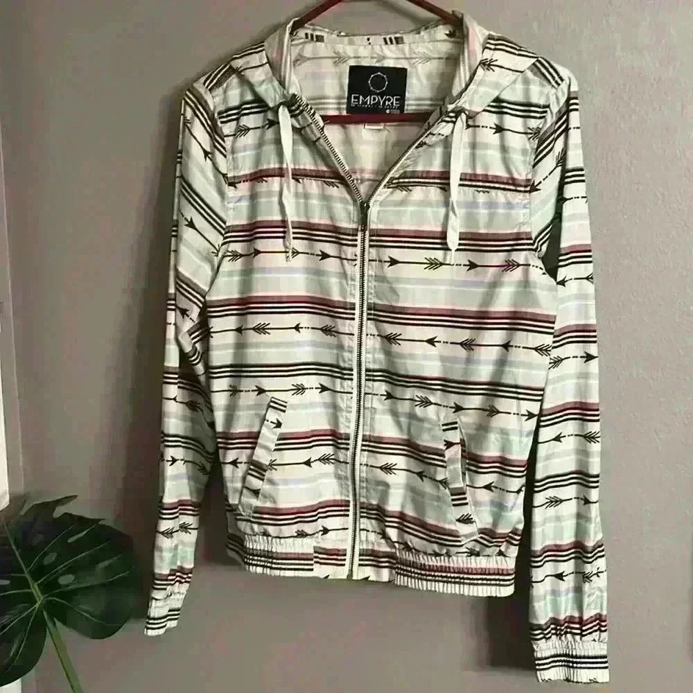 Empyre Aztec Hooded Windbreaker Jacket Drawstring